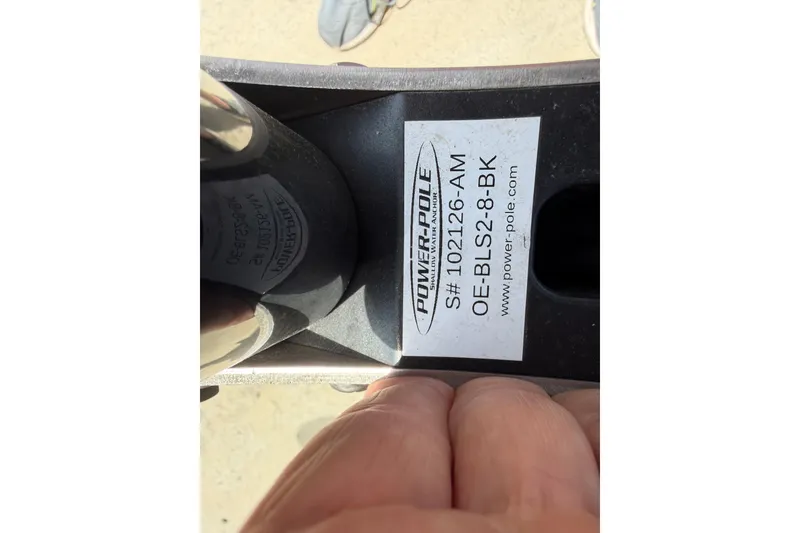Slide: The Image of Label on Power-Pole shallow water anchor, model OE-BLS28-BK, serial number 102126-AM. - 5