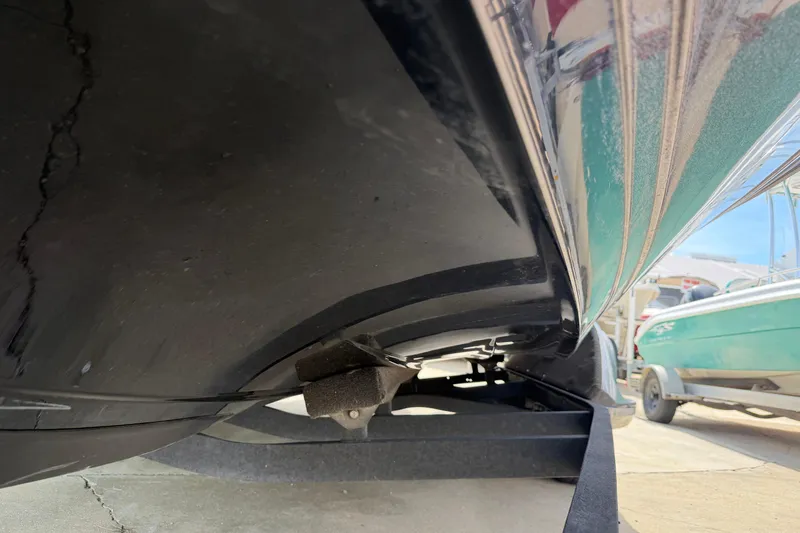 Slide: The Image of Underside view of a 2022 Ranger Z520R Cup-Equipped boat on a trailer. - 99