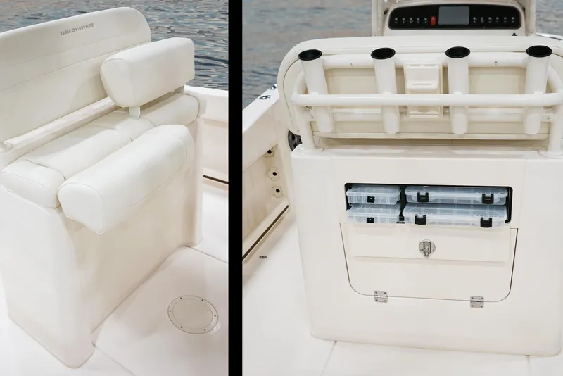 Slide: The Image of 2027 Grady-White Fisherman 216 boat interior with seating and storage compartments. - 6