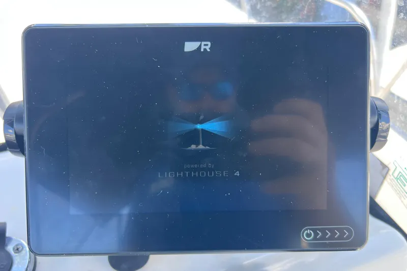 Slide: The Image of Display screen on 2017 Boston Whaler 170 Montauk, showing Lighthouse 4 interface. - 24
