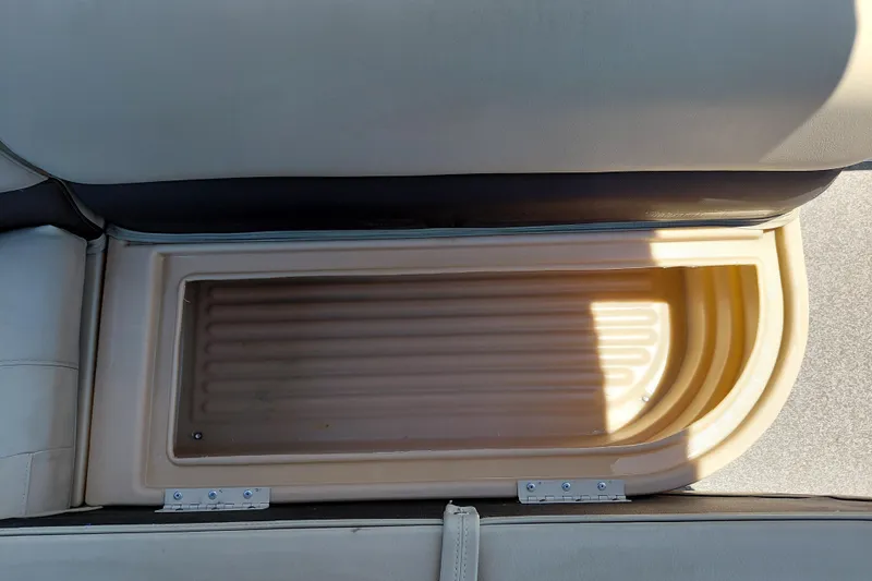 Slide: The Image of Storage compartment in 2019 Sun Tracker Bass Buggy 16 DLX boat seat. - 19
