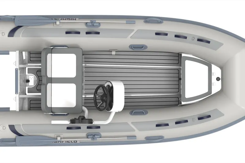 The Image of Top view of 2026 Highfield Classic 360 FCT inflatable boat with steering console. - 0
