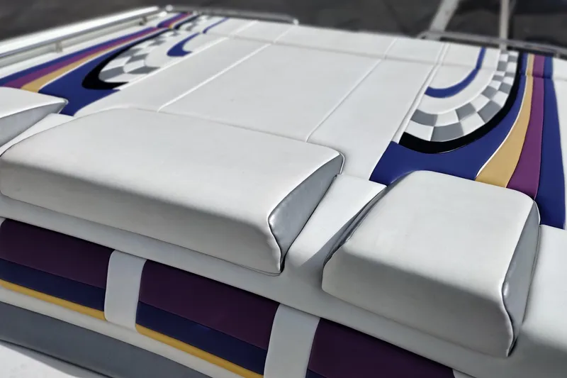 Slide: The Image of 2006 Formula 353 FASTech boat upholstery with colorful geometric design. - 44