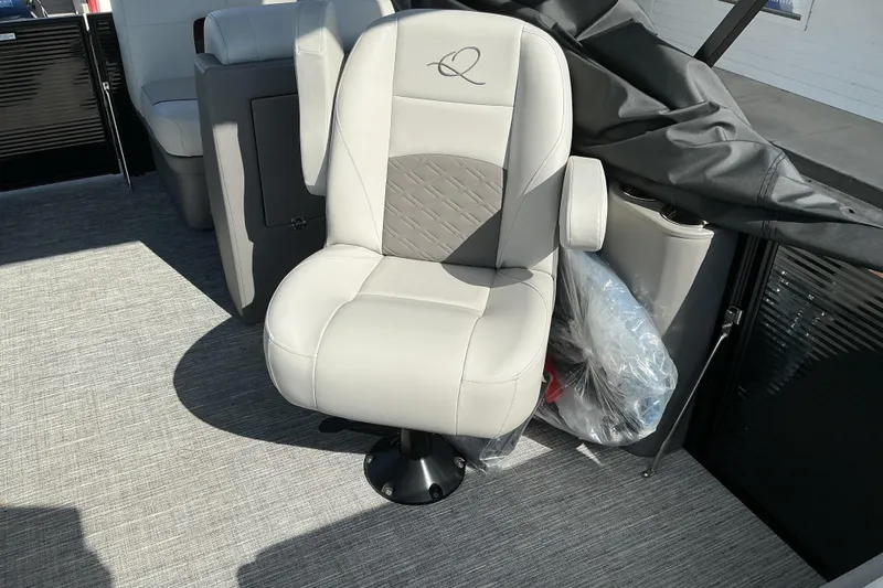 Slide: The Image of Luxurious seating in 2025 Qwest E-Class RLS 16 boat, featuring premium upholstery and modern design. - 9