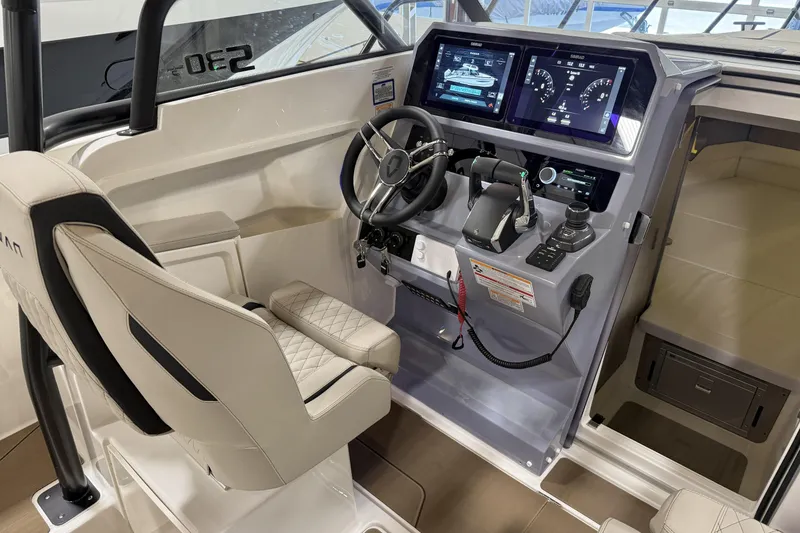 Slide: The Image of 2026 Navan S30 boat cockpit with advanced navigation displays and ergonomic seating. - 4