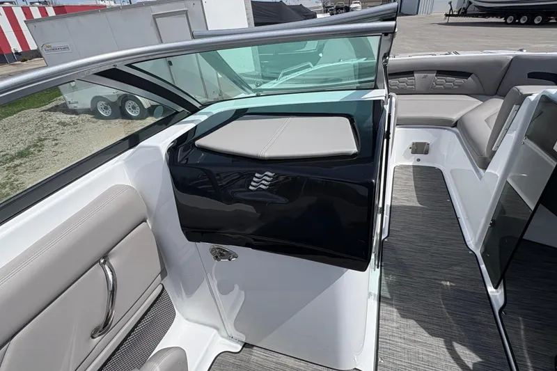 Slide: The Image of 2023 Four Winns HD3 boat interior with sleek seating and modern design elements. - 11