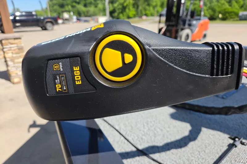 Slide: The Image of Close-up of Minn Kota Edge trolling motor control on a 2022 G3 Sportsman 1710 boat. - 19