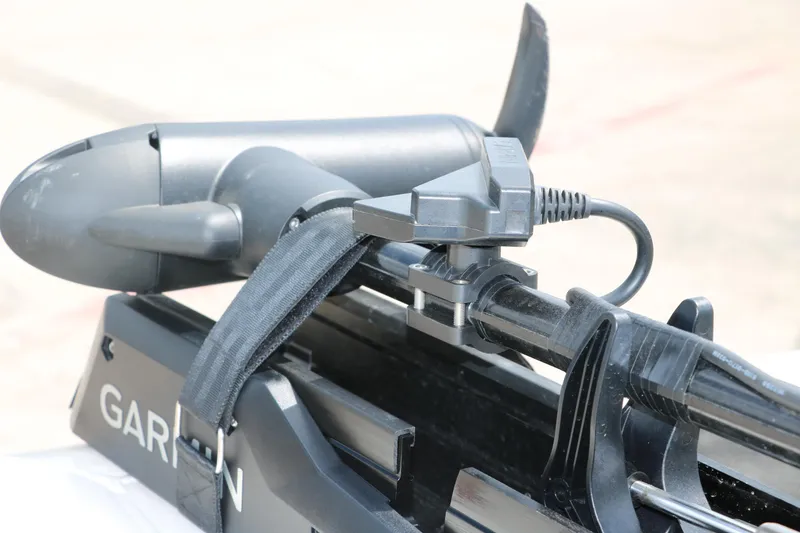 Slide: The Image of Close-up of a Garmin trolling motor on a 2018 Tracker Pro Team 195 TXW boat. - 30