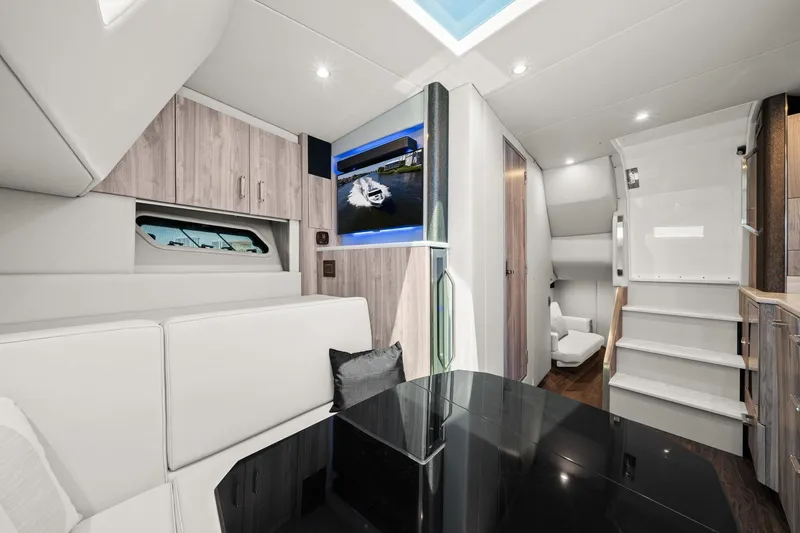 Slide: The Image of Luxurious interior of 2025 Formula 500 Super Sport Crossover yacht, featuring modern design and amenities. - 45