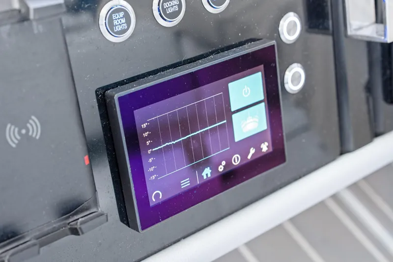 Slide: The Image of Touchscreen control panel in 2025 Formula 500 Super Sport Crossover boat cockpit. - 61