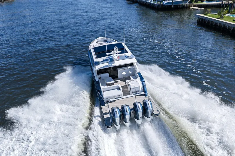 Slide: The Image of 2025 Formula 500 Super Sport Crossover cruising on water with powerful engines. - 71