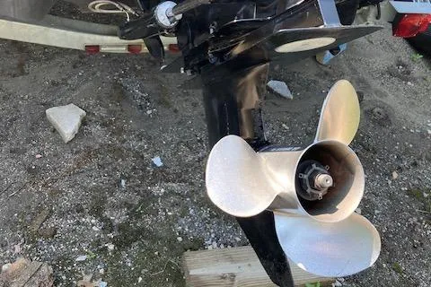 Slide: The Image of Close-up of a 1997 Sea Ray 190 Bow Rider boat propeller. - 13