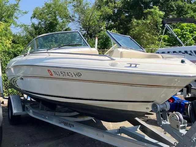Slide: The Image of 1997 Sea Ray 190 Bow Rider on trailer, side view. - 3