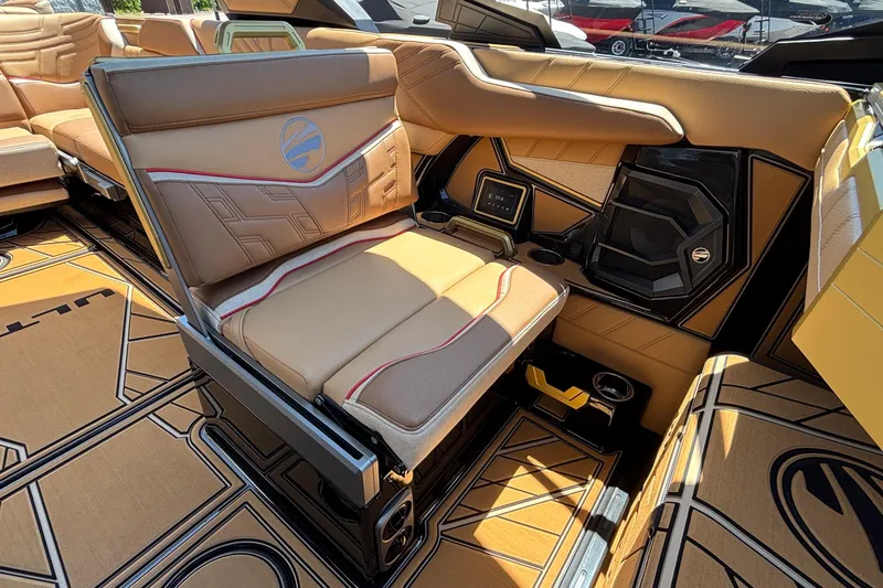 Slide: The Image of Luxurious interior of 2026 Tigé Ultré 25ZX boat with premium seating and modern design. - 42
