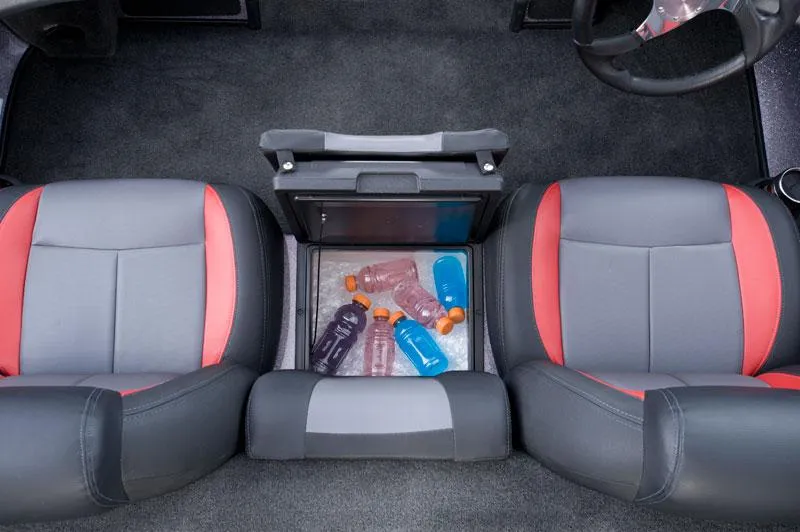 Slide: The Image of Manufacturer Provided Image: 2014 Skeeter TZX 195 boat interior with storage compartment and drinks. - 4
