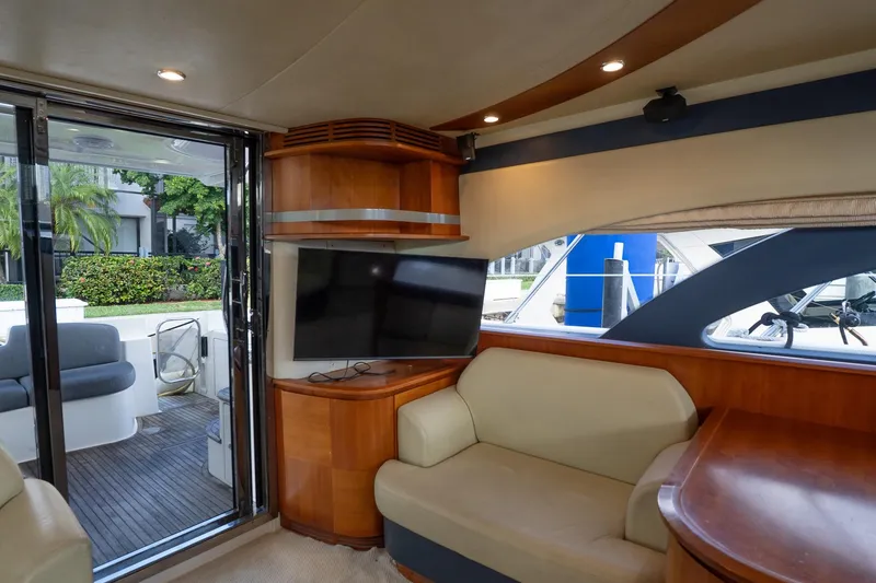 Slide: The Image of Luxurious interior of 2008 Azimut Fly 50 yacht with modern seating and TV. - 3