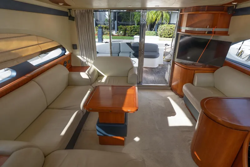 Slide: The Image of Luxurious interior of 2008 Azimut Fly 50 yacht with elegant seating and modern amenities. - 5