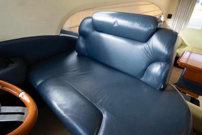 Slide: The Image of Luxurious blue leather seating in 2008 Azimut Fly 50 yacht interior. - 6