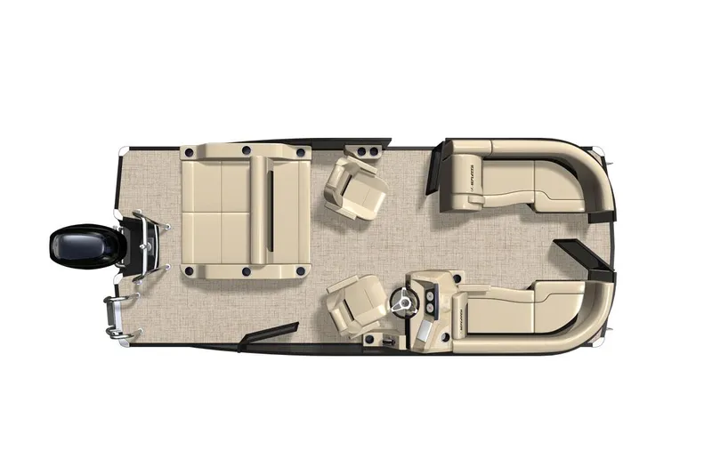 Slide: The Image of Manufacturer Provided Image: 2021 Barletta C20UC pontoon boat, top view, beige seating, and spacious layout. - 18