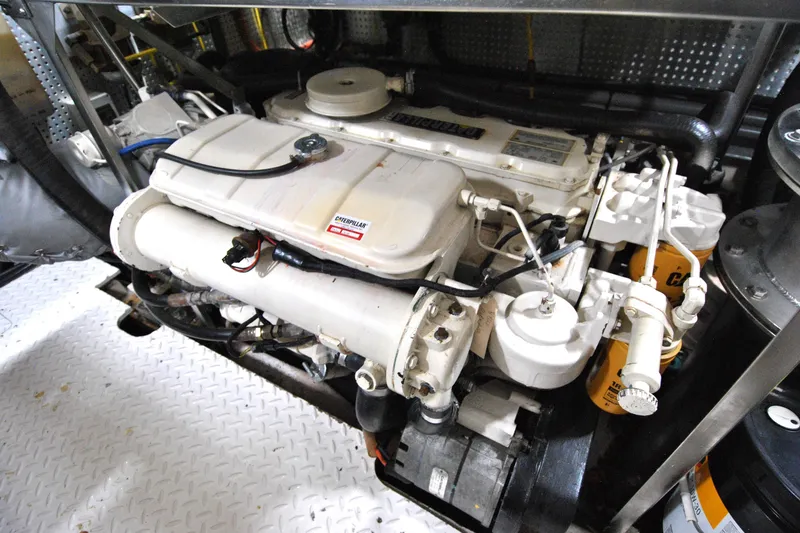 Slide: The Image of Engine room of 2002 Grand Alaskan Cockpit Motor Yacht with Caterpillar engine. - 38