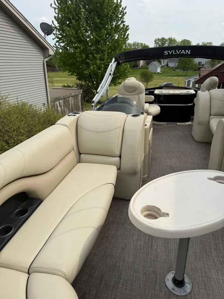 Slide: The Image of Interior view of a 2017 Sylvan 822 Mirage Party Fish pontoon boat. - 5
