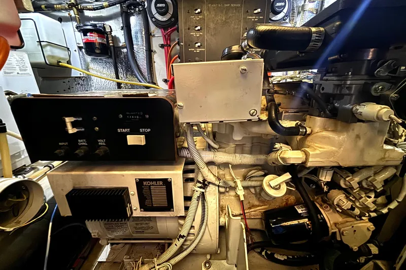 Slide: The Image of Engine room of a 2000 Silverton 422 Motor Yacht with Kohler generator. - 59