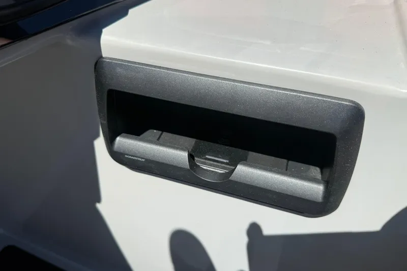 Slide: The Image of 2026 Bentley Pontoons Elite 223 Swingback cup holder detail in sunlight. - 8