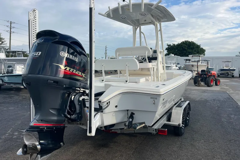 Slide: The Image of 2019 Pursuit S 288 Sport boat with Yamaha VMAX engine on trailer. - 20