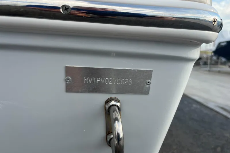 Slide: The Image of 2019 Pursuit S 288 Sport boat with visible hull identification number plate. - 28