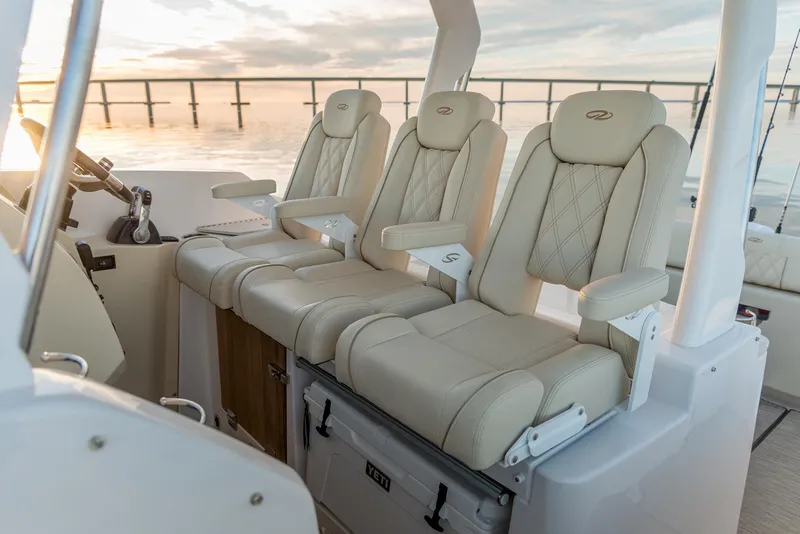 Slide: The Image of Manufacturer Provided Image: Luxurious seating on 2026 Regal 33 SAV boat, featuring elegant design and premium materials. - 10