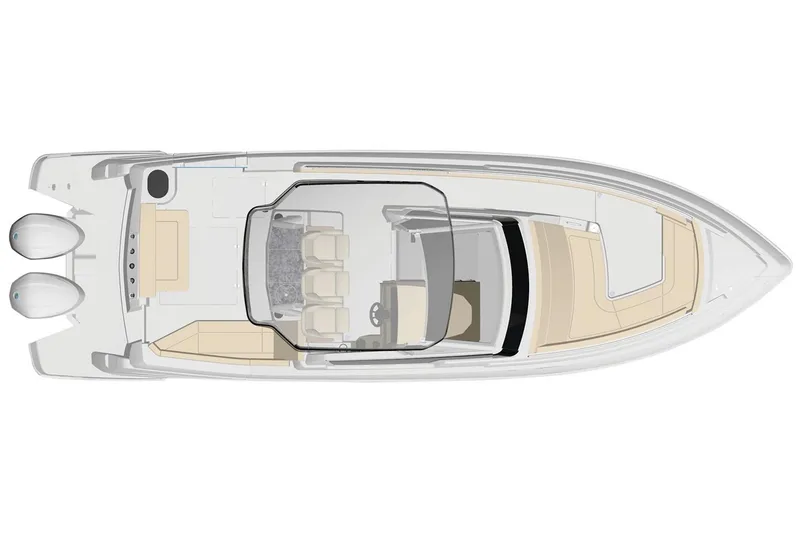 Slide: The Image of Manufacturer Provided Image: Top view of 2026 Regal 33 SAV boat layout with dual engines. - 15