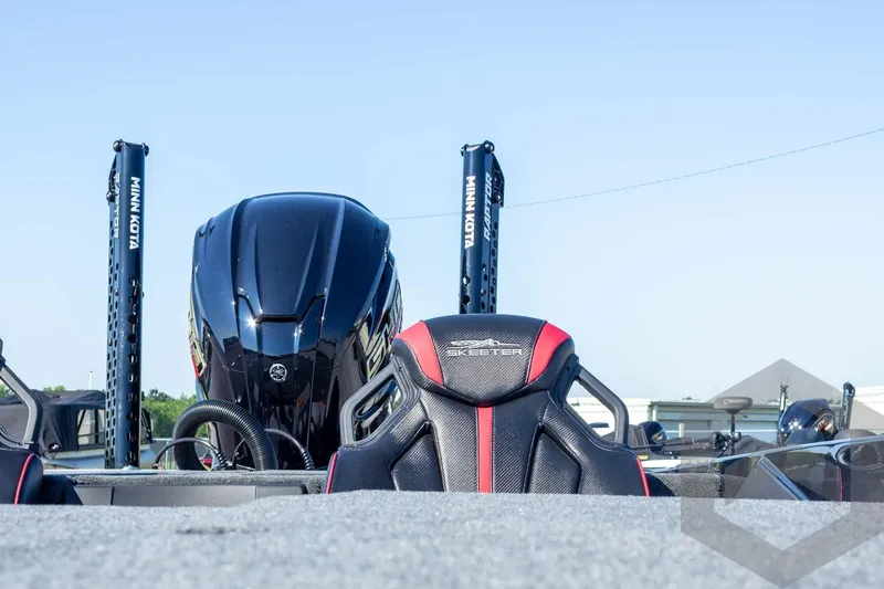 Slide: The Image of 2026 Skeeter ZXE20 boat with Minn Kota accessories, featuring sleek design and modern technology. - 21