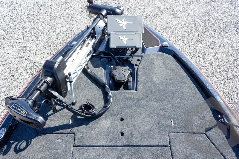 Slide: The Image of Front deck of 2026 Skeeter ZXE20 boat with trolling motor and control panels. - 36