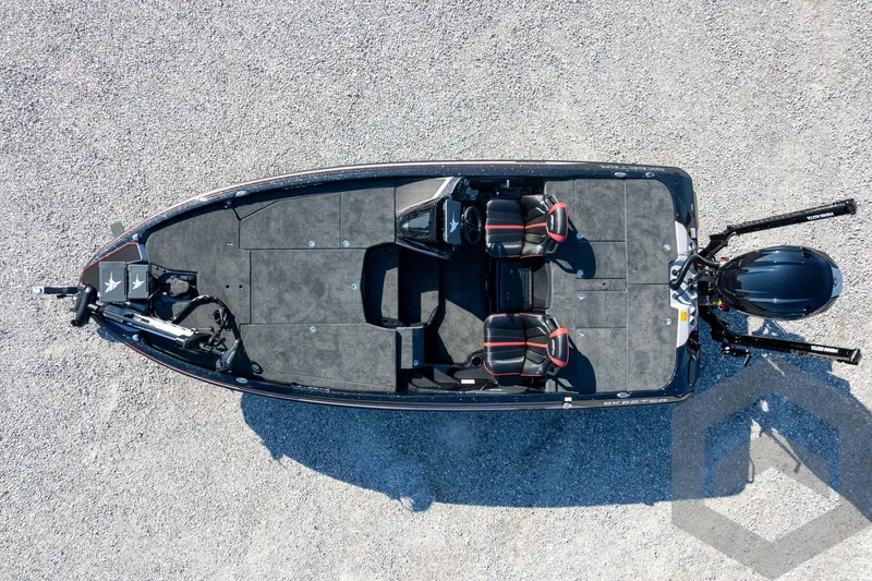 Slide: The Image of Overhead view of 2026 Skeeter ZXE20 fishing boat on gravel surface. - 57
