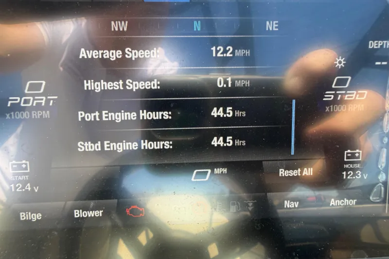 Slide: The Image of Dashboard of 2023 Yamaha Boats AR250 showing speed and engine hours. - 18