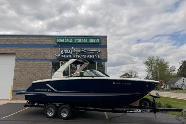 The Image of 2019 Chaparral 277 SSX boat on trailer at Jerry's Majestic Marine dealership. - 0