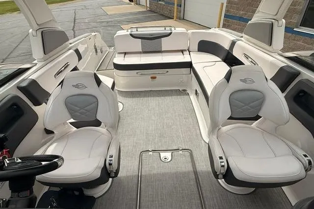 Slide: The Image of 2019 Chaparral 277 SSX boat interior with luxurious seating and modern design. - 25
