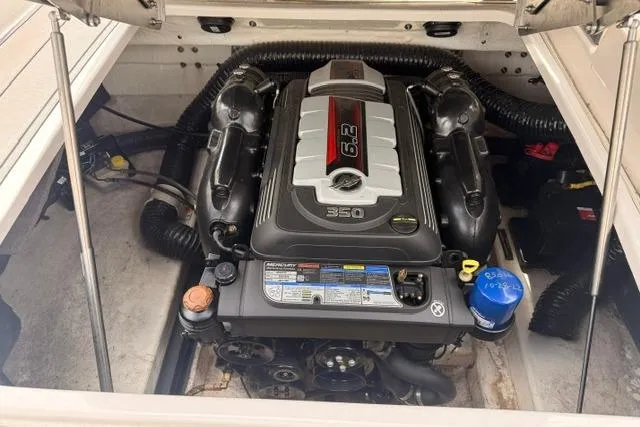 Slide: The Image of 2019 Chaparral 277 SSX boat engine compartment with 6.2L 350 horsepower engine. - 30