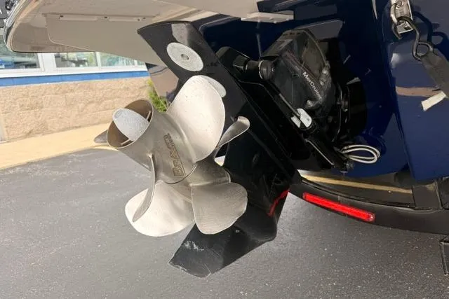 Slide: The Image of 2019 Chaparral 277 SSX boat propeller and stern drive close-up. - 39