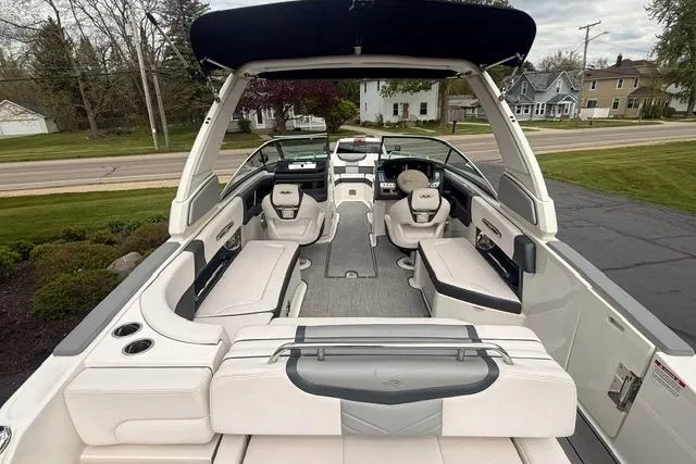Slide: The Image of 2019 Chaparral 277 SSX boat interior with spacious seating and modern design. - 4