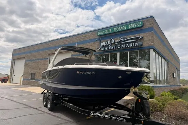 Slide: The Image of 2019 Chaparral 277 SSX boat on trailer at Jerry's Majestic Marine dealership. - 41