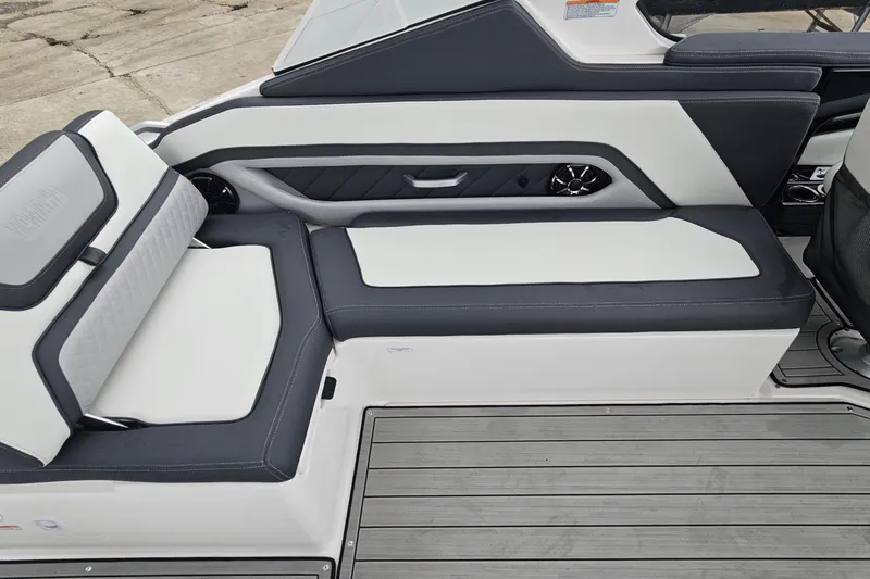 Slide: The Image of 2023 Yamaha Boats 275SDX interior seating with sleek design and modern upholstery. - 38