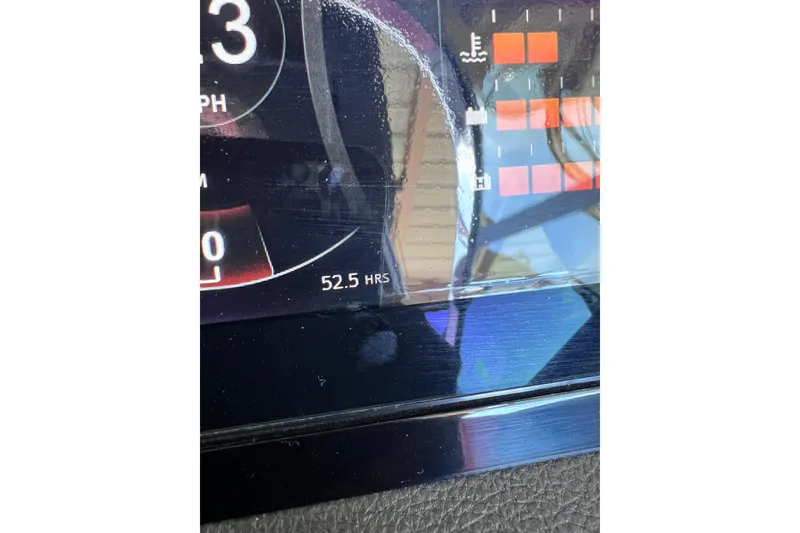 Slide: The Image of Dashboard of a 2018 Sea Ray SLX 250 showing 52.5 engine hours. - 20