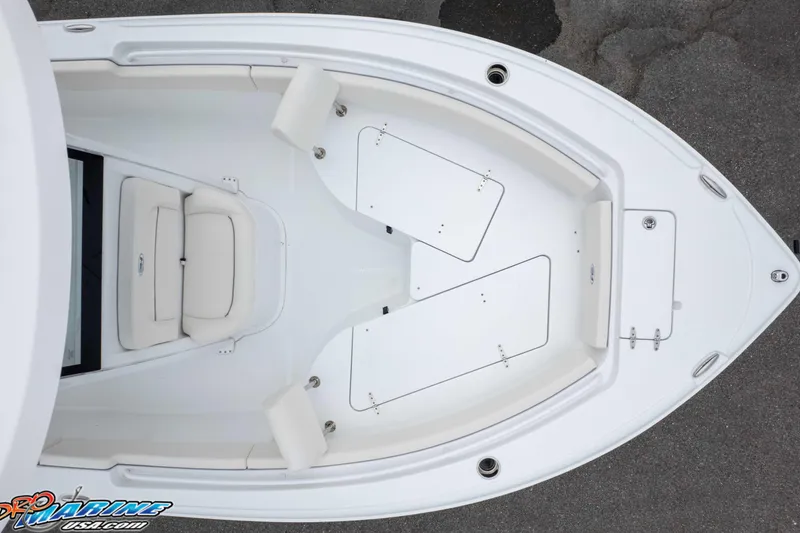 Slide: The Image of Overhead view of 2026 Sea Hunt Ultra 235 SE boat's bow seating area. - 23
