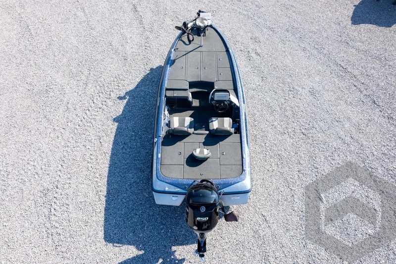 Slide: The Image of 2018 Skeeter ZX250 fishing boat on gravel surface, aerial view. - 43