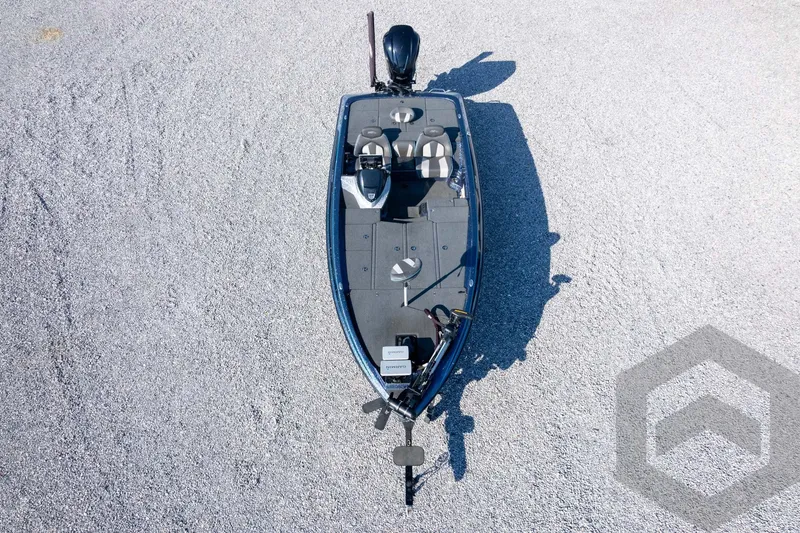 Slide: The Image of 2018 Skeeter ZX250 fishing boat on gravel surface, aerial view. - 47
