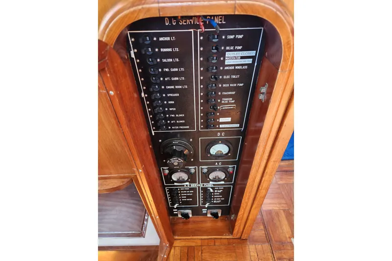 Slide: The Image of Electrical control panel on a 1987 Jefferson 42 SE Sundeck Motor Yacht. - 36