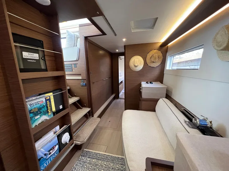 Slide: The Image of Interior of 2022 Lagoon 46 yacht featuring modern design. - 25