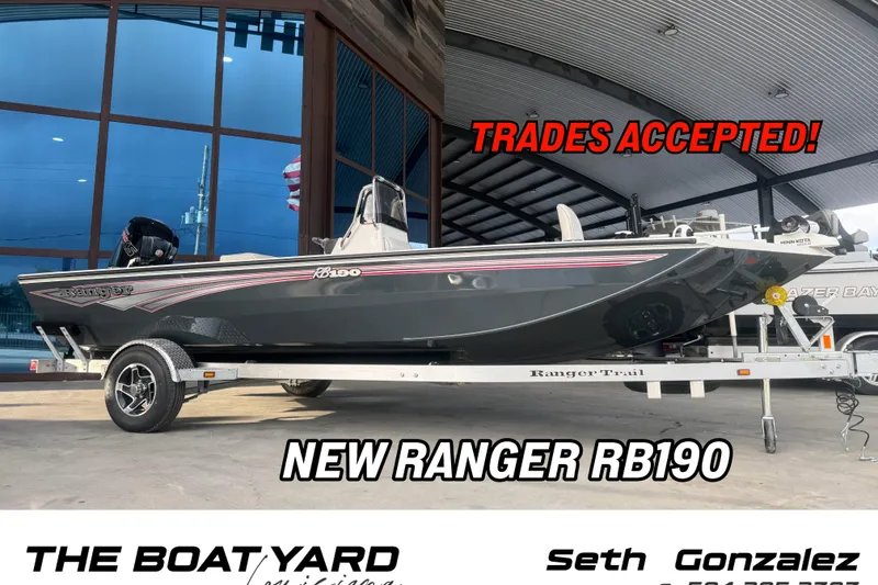 The Image of 2026 Ranger RB190 boat on trailer, trades accepted, displayed at The Boat Yard. - 1