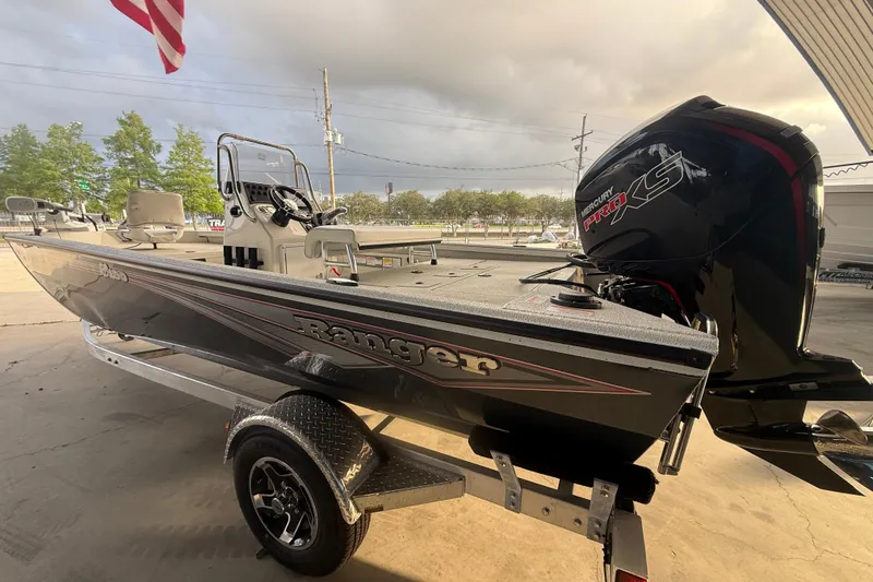Slide: The Image of 2026 Ranger RB190 boat with Mercury Pro XS engine on trailer. - 4